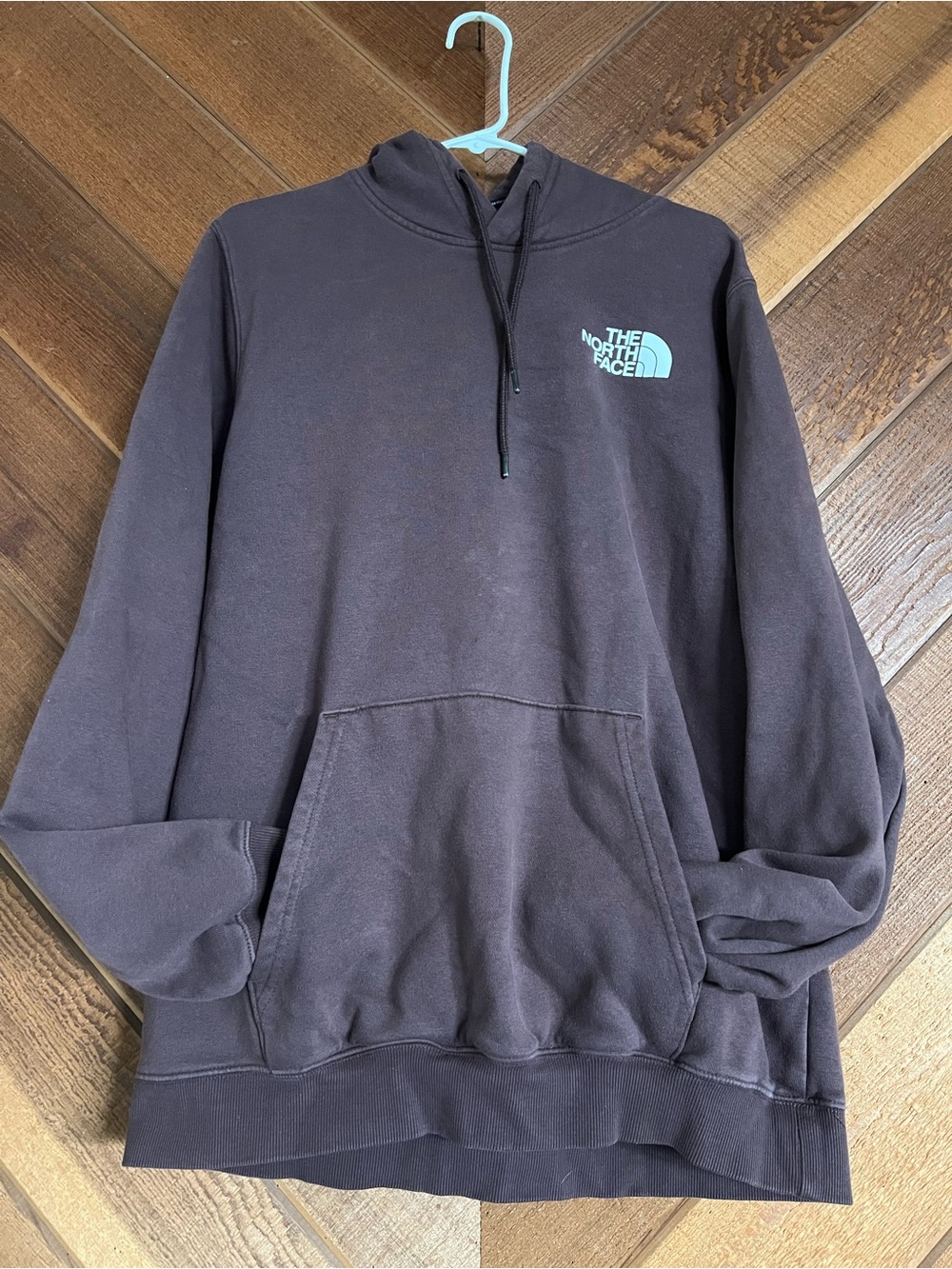 The North Face Men's Hoodie - Charcoal with Mint Logo